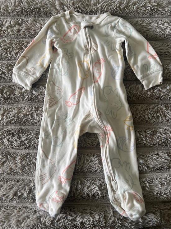 Carter's Other - Carter's Cream Footed One-Piece with Pastel Animal & Carrot Prints